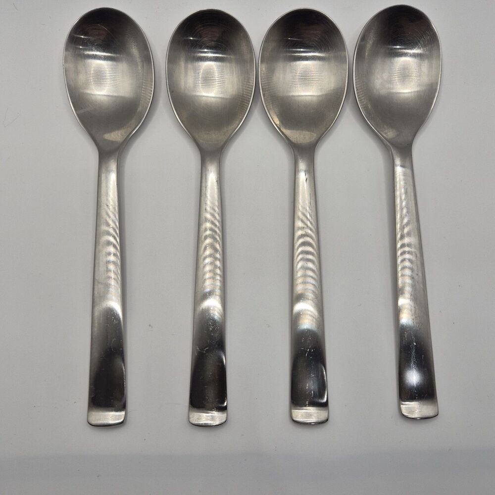 Set Of 4 Soup spoons Robert Welch Foster Satin Stainless 18/10 Flatware 9 1/4"